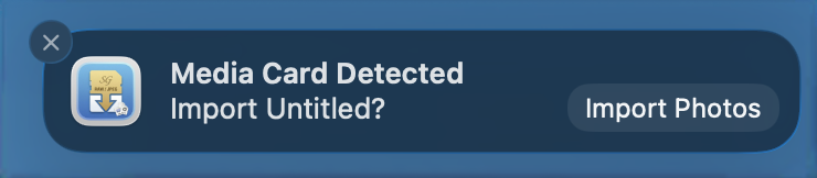 ShotGather — macOS notification when a memory card is inserted